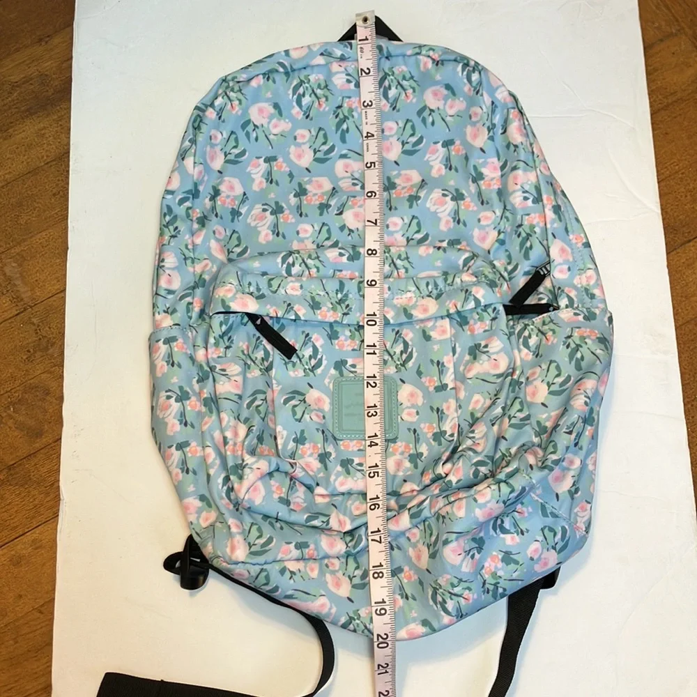 Floral backpack beautiful light blue and pink pastel flowered backpack